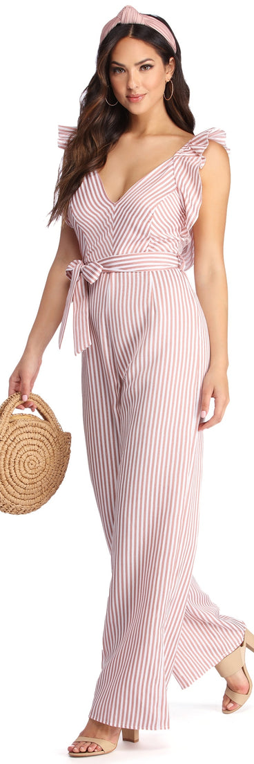 Ruffled And Striped Jumpsuit for 2022 festival outfits, festival dress, outfits for raves, concert outfits, and/or club outfits
