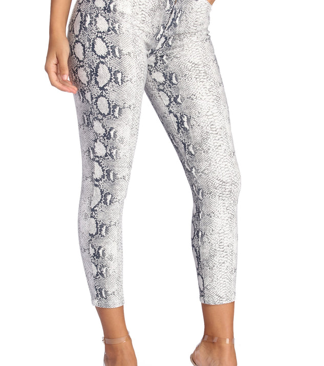 Skinny Snake Print Pants for 2022 festival outfits, festival dress, outfits for raves, concert outfits, and/or club outfits
