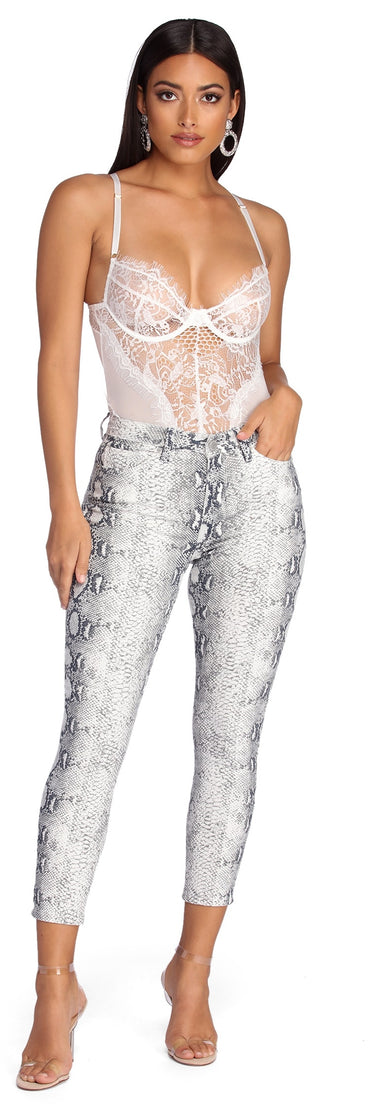 Skinny Snake Print Pants for 2022 festival outfits, festival dress, outfits for raves, concert outfits, and/or club outfits