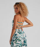Summer Palms Strapless Jumpsuit provides a stylish start to creating your best summer outfits of the season with on-trend details for 2023!