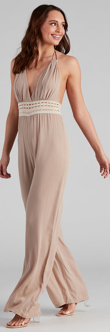 Free Spirit Crochet Waist Jumpsuit provides a stylish start to creating your best summer outfits of the season with on-trend details for 2023!