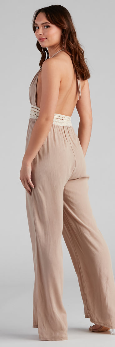 Free Spirit Crochet Waist Jumpsuit provides a stylish start to creating your best summer outfits of the season with on-trend details for 2023!