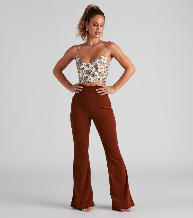 outfits with brown flare pants