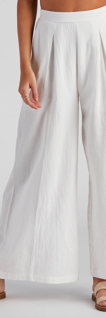 Get Together Pleat Wide-Leg Pants is a trendy pick to create 2023 festival outfits, festival dresses, outfits for concerts or raves, and complete your best party outfits!