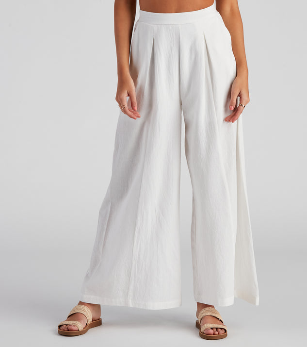 Get Together Pleat Wide-Leg Pants is a trendy pick to create 2023 festival outfits, festival dresses, outfits for concerts or raves, and complete your best party outfits!