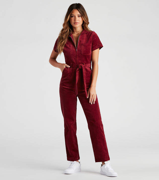 Red corduroy jumpsuit store
