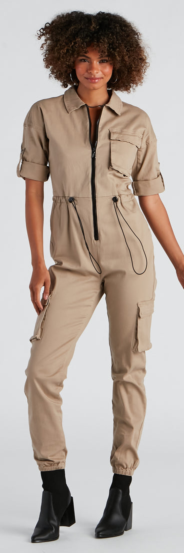 Next Stop Utility Jogger Jumpsuit provides a stylish start to creating your best summer outfits of the season with on-trend details for 2023!