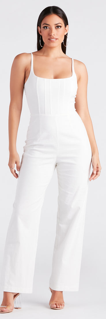 Corset With The Program Linen Jumpsuit provides a stylish start to creating your best summer outfits of the season with on-trend details for 2023!