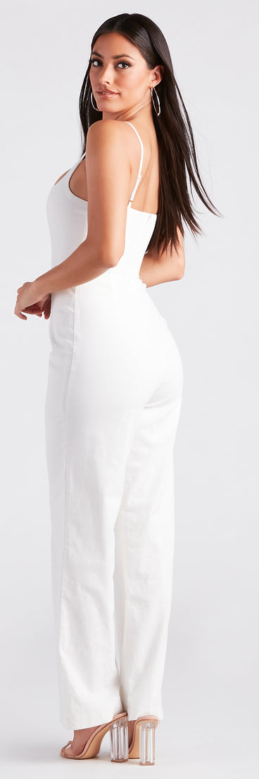 Corset With The Program Linen Jumpsuit provides a stylish start to creating your best summer outfits of the season with on-trend details for 2023!