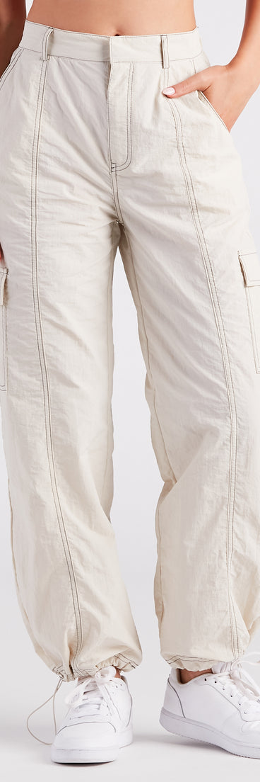 The Bottom Line High-Rise Parachute Cargo Pants provides a stylish start to creating your best summer outfits of the season with on-trend details for 2023!