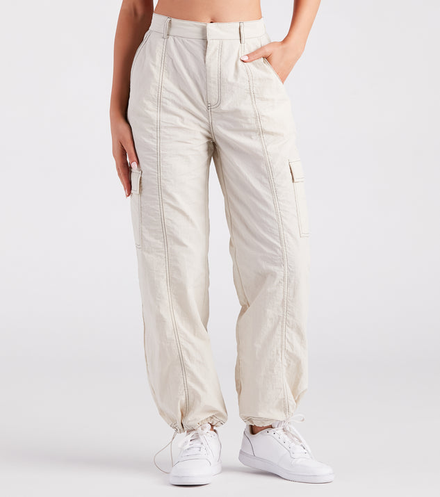 The Bottom Line High-Rise Parachute Cargo Pants provides a stylish start to creating your best summer outfits of the season with on-trend details for 2023!