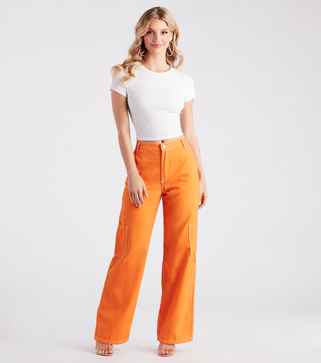 Contrast stitch wide leg pants shop