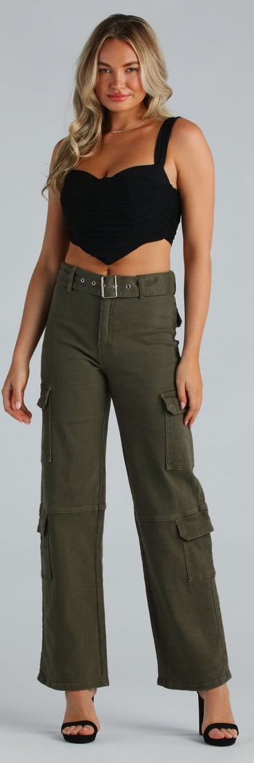 Playing For Keeps Cargo Straight Leg Denim Jeans