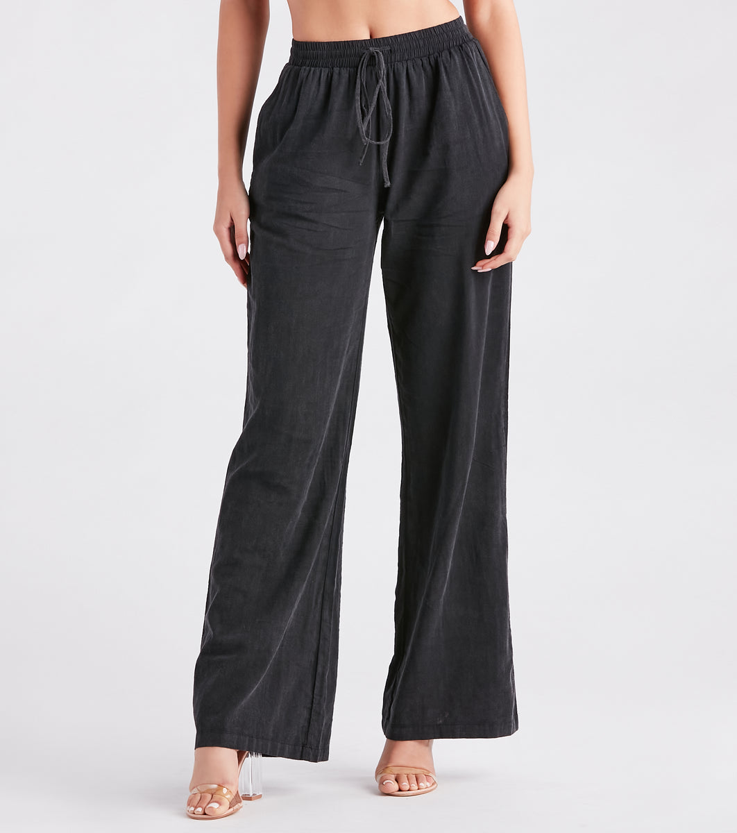Weekend By The Bay Cotton Wide-Leg Pants