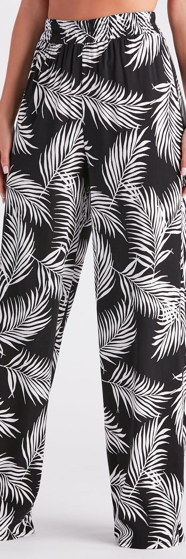 Getaway Dreams Linen Tropical Wide Leg Pants