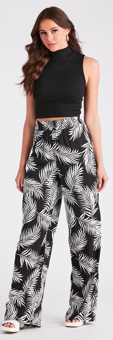 Getaway Dreams Linen Tropical Wide Leg Pants