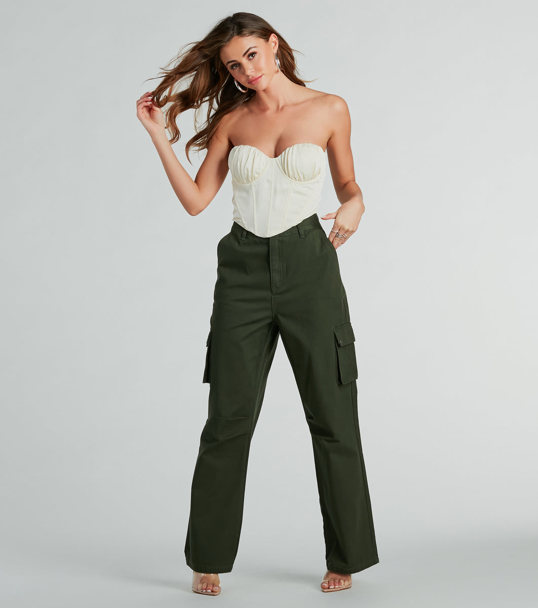 High Waisted Straight Leg British Navy Deckhand Cargo Pants High Waisted Straight Leg British Navy Deckhand Cargo Pants