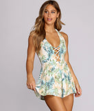 Tropical Paradise Lattice Romper will help you dress the part in stylish holiday party attire, an outfit for a New Year’s Eve party, & dressy or cocktail attire for any event.