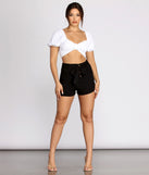Tie Waist Button Front Twill Shorts provides a stylish start to creating your best summer outfits of the season with on-trend details for 2023!