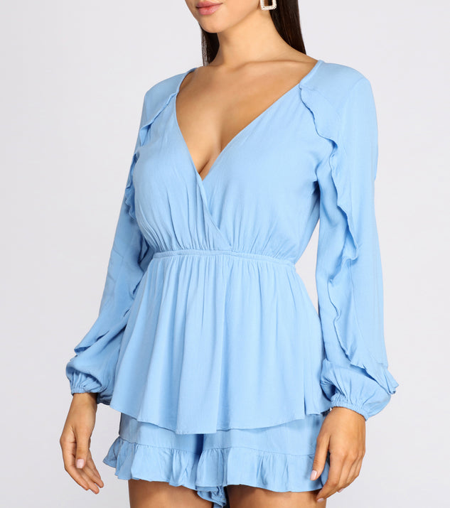 Ruffle It Up Flowy Romper provides a stylish start to creating your best summer outfits of the season with on-trend details for 2023!