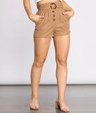 Belted Button Detail Paper Bag Shorts for 2023 festival outfits, festival dress, outfits for raves, concert outfits, and/or club outfits