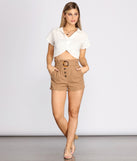 Belted Button Detail Paper Bag Shorts provides a stylish start to creating your best summer outfits of the season with on-trend details for 2023!