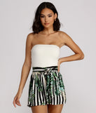 Tropical Escape Sleeveless Striped Romper provides a stylish start to creating your best summer outfits of the season with on-trend details for 2023!