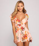 Island Bound Ruched Tropical Romper provides a stylish start to creating your best summer outfits of the season with on-trend details for 2023!