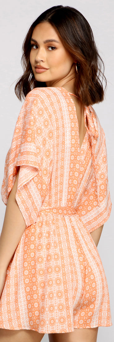 Summer Stunner Tie-Front Romper provides a stylish start to creating your best summer outfits of the season with on-trend details for 2023!