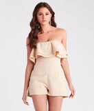Take It Away Linen Strapless Ruffled Romper