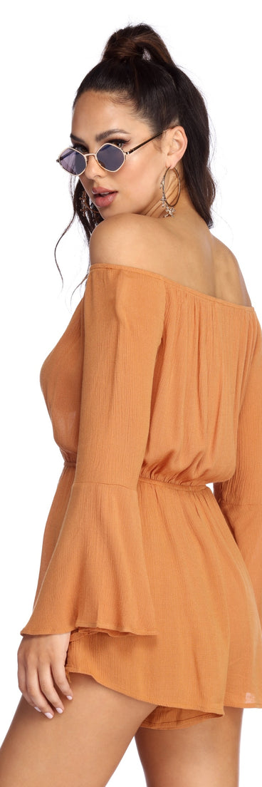 Beauty In Bell Sleeve Romper will help you dress the part in stylish holiday party attire, an outfit for a New Year’s Eve party, & dressy or cocktail attire for any event.