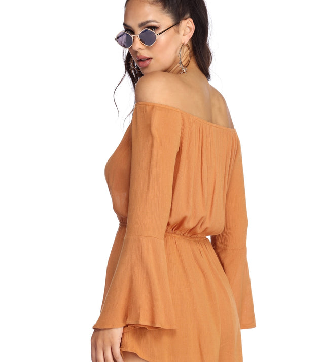 Beauty In Bell Sleeve Romper will help you dress the part in stylish holiday party attire, an outfit for a New Year’s Eve party, & dressy or cocktail attire for any event.
