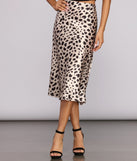 Satin Flare Leopard Midi Skirt for 2023 festival outfits, festival dress, outfits for raves, concert outfits, and/or club outfits