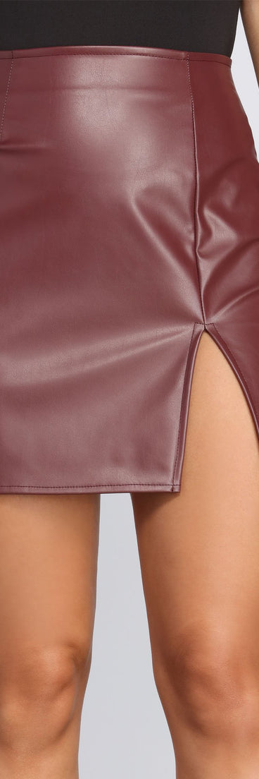 Slay It With Style Faux Leather Mini Skirt helps create the best bachelorette party outfit or the bride's sultry bachelorette dress for a look that slays!