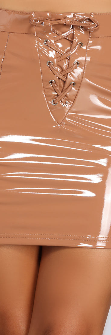 Laced In Leather Mini Skirt for 2022 festival outfits, festival dress, outfits for raves, concert outfits, and/or club outfits