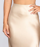 Minimalist Satin Midi Skirt provides a stylish start to creating your best summer outfits of the season with on-trend details for 2023!
