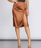 Chic Satin High Slit Midi Skirt