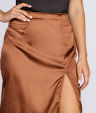 Chic Satin High Slit Midi Skirt