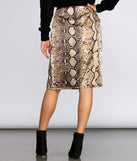 Satin Snake Print Midi Skirt provides a stylish start to creating your best summer outfits of the season with on-trend details for 2023!