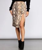 Satin Snake Print Midi Skirt for 2023 festival outfits, festival dress, outfits for raves, concert outfits, and/or club outfits