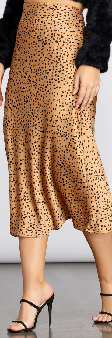 Spotted Flare Midi Skirt