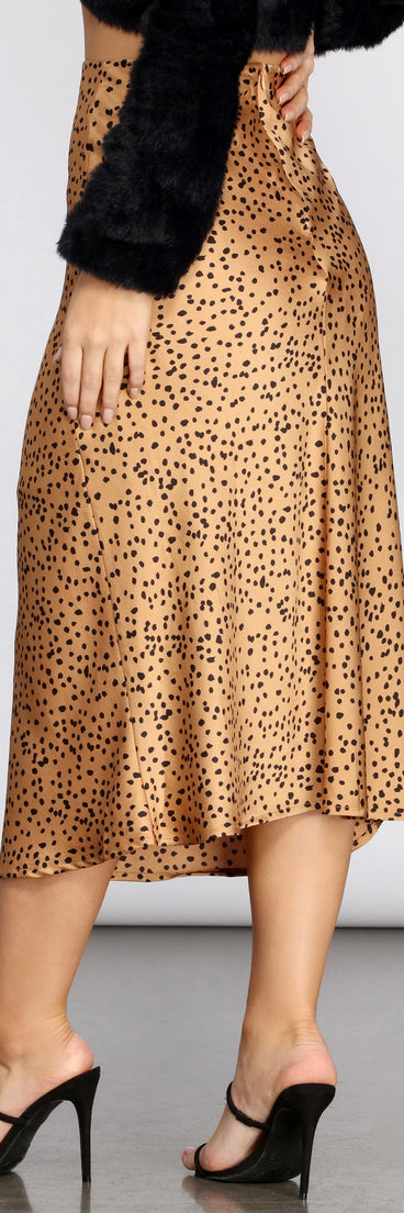 Spotted Flare Midi Skirt