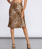 Flared Satin Midi Skirt