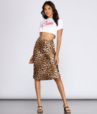 Flared Satin Midi Skirt