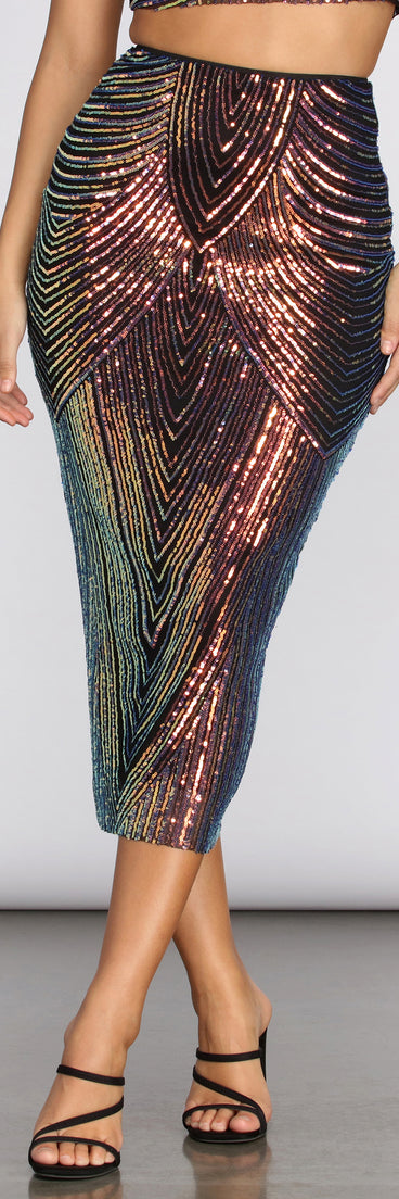 You’ll look stunning in the Simply Stunning Sequin Midi Skirt when paired with its matching separate to create a glam clothing set perfect for parties, date nights, concert outfits, back-to-school attire, or for any summer event!