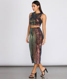 You’ll look stunning in the Simply Stunning Sequin Midi Skirt when paired with its matching separate to create a glam clothing set perfect for parties, date nights, concert outfits, back-to-school attire, or for any summer event!