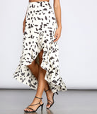 Spotted Ruffle Midi Skirt