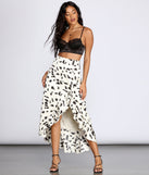 Spotted Ruffle Midi Skirt