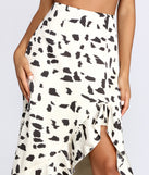 Spotted Ruffle Midi Skirt