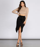 Faux Suede Asymmetrical Midi Skirt provides a stylish start to creating your best summer outfits of the season with on-trend details for 2023!